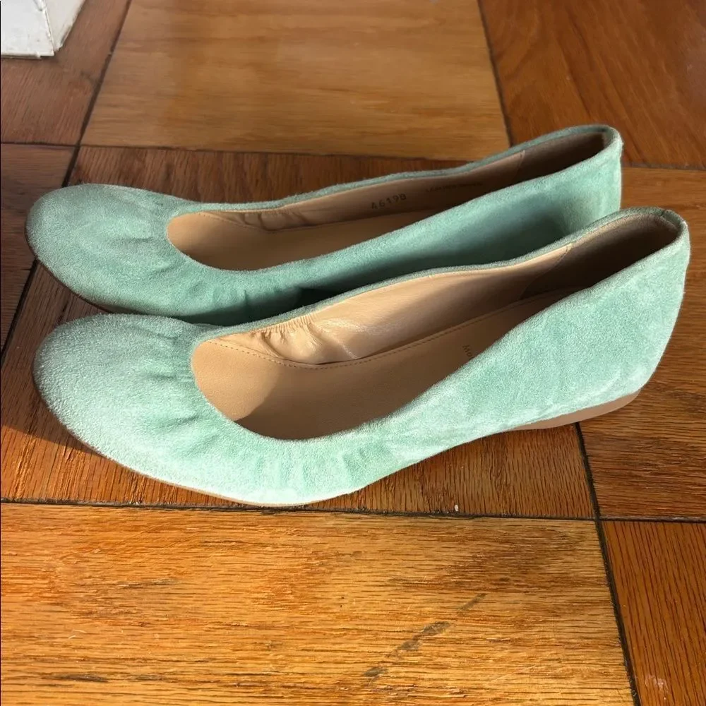 JCrew “Anya/CeCe” Italian Made Mint Turquoise Leather Suede Ballet Flats Size 7